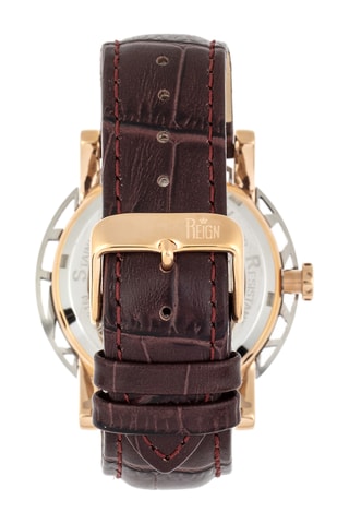 Reloj automático de piel - Marrón y dorado