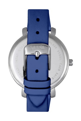 Reloj de cuarzo de piel - Azul rey y plateado