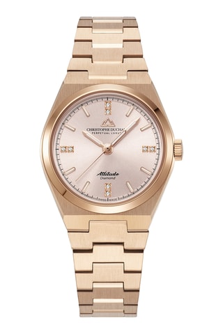 Reloj de cuarzo de acero y diamantes - Rosa dorado