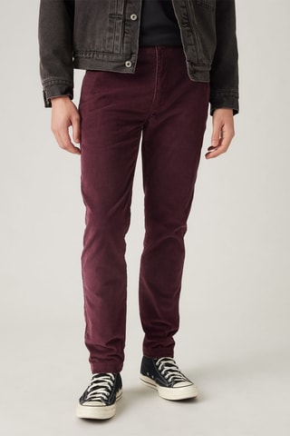 Pantaloni chino slim in velluto - Bordeaux