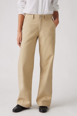 Pantaloni straight a vita alta - Beige