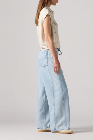 Jeans straight a vita alta - Celeste