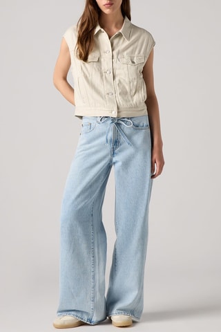 Jeans straight a vita alta - Celeste