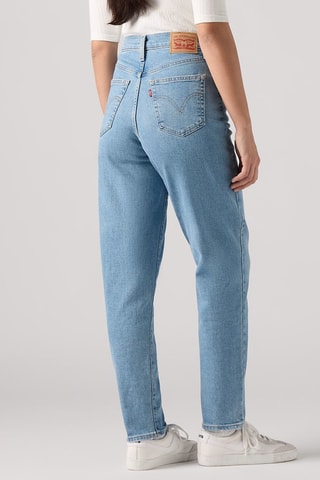 Jeans mom a vita alta - Celeste