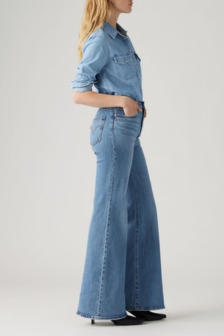 Jeans flare a vita alta - Celeste