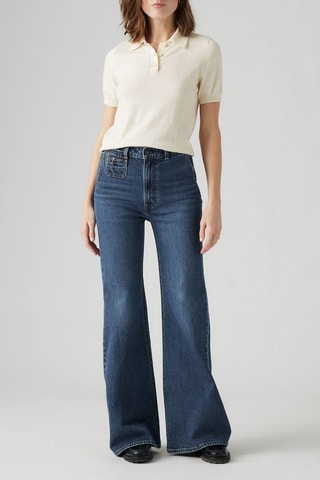 Jeans flare a vita alta - Navy