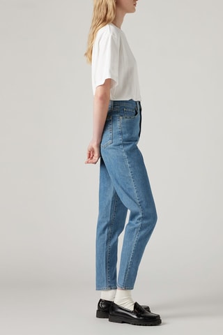 Jeans mom a vita alta - Celeste