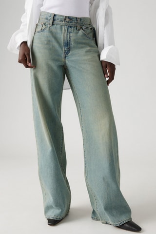 Jeans straight a vita alta - Celeste