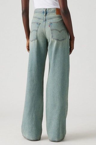 Jeans straight a vita alta - Celeste