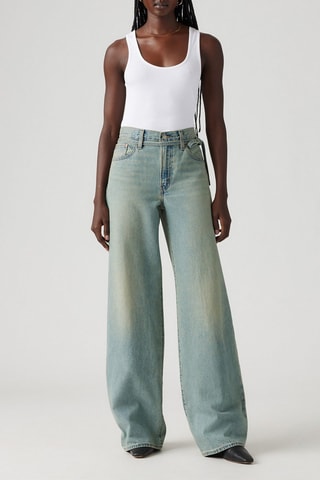 Jeans straight a vita alta - Celeste