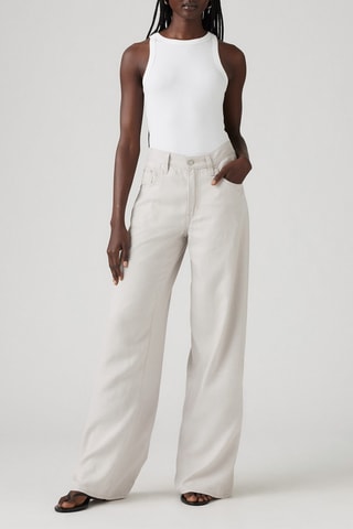 Jeans straight in lino - Beige