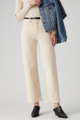 Jeans a vita alta - Beige