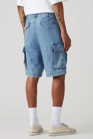 Bermuda cargo in jeans - Blu