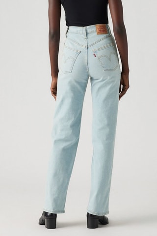 Jeans straight a vita alta Ribcage - Celeste