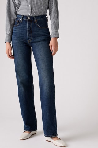 Jeans straight a vita alta Ribcage - Indaco