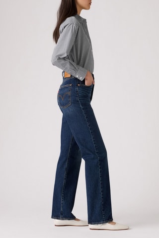 Jeans straight a vita alta Ribcage - Indaco