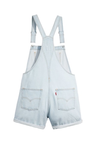 Salopette corta in jeans - Celeste