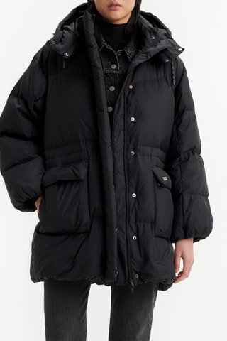 Piumino con cappuccio - Nero