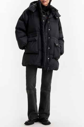 Piumino con cappuccio - Nero