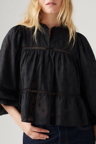 Blusa in sangallo Lucia - Nero