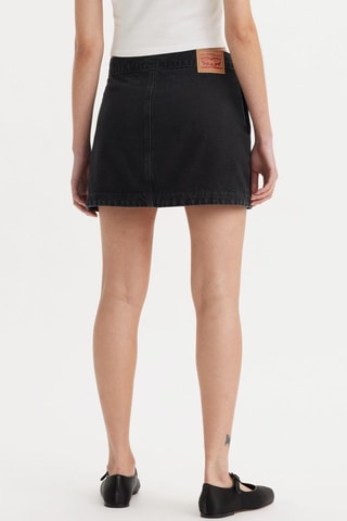 Minigonna a portafoglio in jeans - Nero