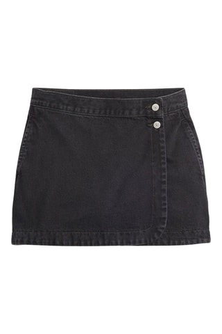 Minigonna a portafoglio in jeans - Nero