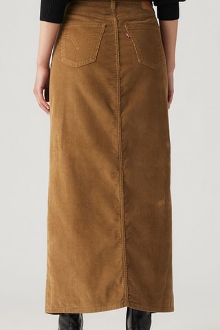 Gonna lunga in velluto a vita alta Ankle Column - Cammello