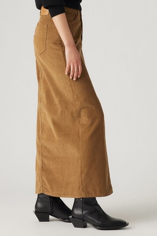 Gonna lunga in velluto a vita alta Ankle Column - Cammello