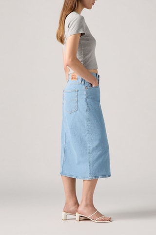 Gonna taglio dritto in jeans a vita alta - Celeste