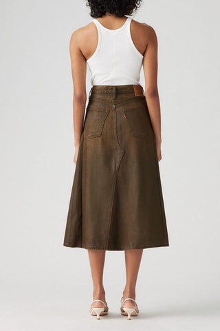 Gonna taglio dritto in jeans - Marrone