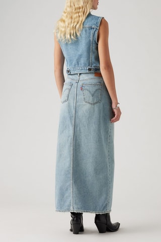 Gonna lunga in jeans a vita alta - Blu