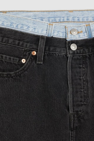 Minigonna in jeans a vita alta - Nero