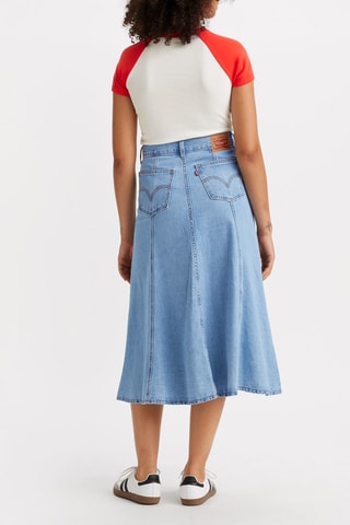 Gonna midi in jeans a vita alta - Celeste