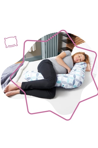 Meegroei Zwangerschapskussen - 190 x 30 x 15 cm - Wit en Turquoise