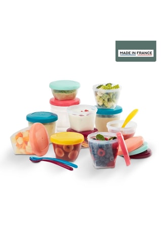 12 Potjes met Schaalverdeling zonder BPA Babydols en 3 Soepele Lepels - 3 x 120 ml, 4 x 180 ml en 6 x 250 ml - Vanaf de Geboorte