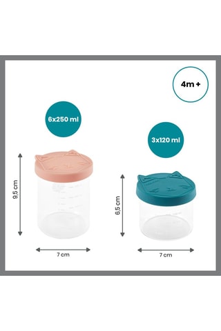 9 Glazen Bewaarbakjes Babydols - 6 x 250 ml en 3 x 120 ml - Vanaf de Geboorte