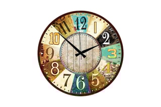 Horloge Huhuas - 50 cm - Marron et blanc