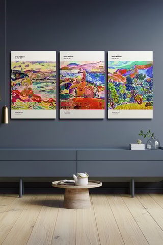 3 tableaux ‘’l’Estaque’’ George Braque, ‘’Les Toits de Collioure’’ Henri Matisse et ‘’Montagnes à Collioure’’ André Derain - 40 x 60 cm