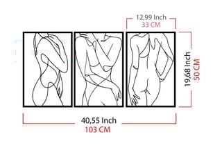 3 décorations murales Sexy Lady 3 - 103 x 50 cm - Noir