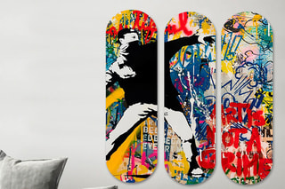 Triptyque "Le Lanceur de fleurs"- Banksy