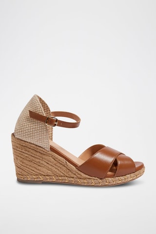 Leren Sandalen met Sleehak - Bruin