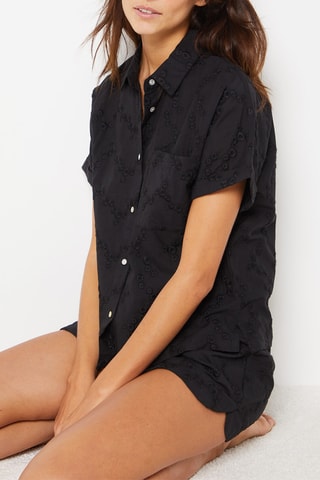 Blouse van Engelse borduursels Destiny - Zwart