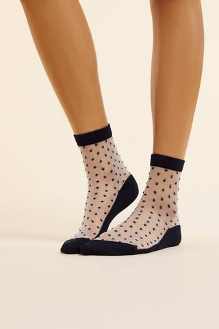 Sokken Transparents Motifs 2Pp  Marineblauw