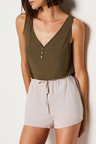 Short en lin taille haute Sonny - Beige