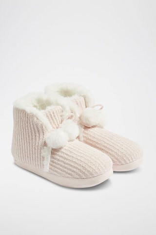 Gevoerde pantoffels Nora- Poederroze