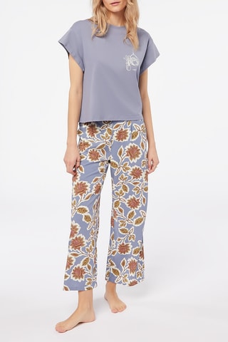 7/8 Pyjamabroek Bastie - Lichtblauw en Bruin