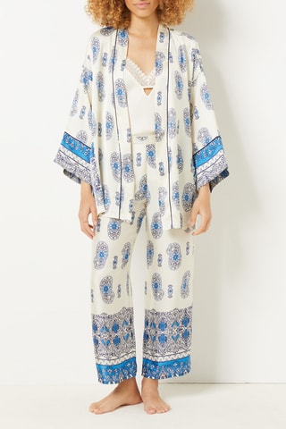 Pantalon de pyjama taille haute Blue Amalfi Blanc et turquoise