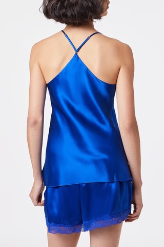 Caraco de pyjama en soie Pearly - Bleu roi