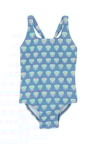 Maillot de bain 1 pièce - Blanc, bleu, vert et jaune