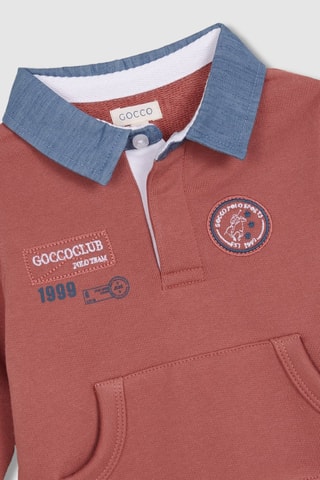 Sweater fleece - Bordeauxrood - Rood en blauw